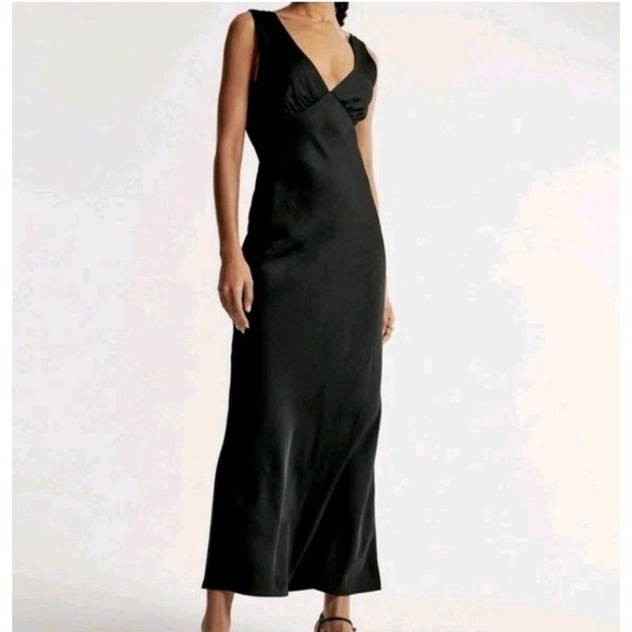 Abercrombie & Fitch Dresses & Skirts - Abercrombie & Fitch Satin‎ Maxi Dress Medium Black Fully Lined